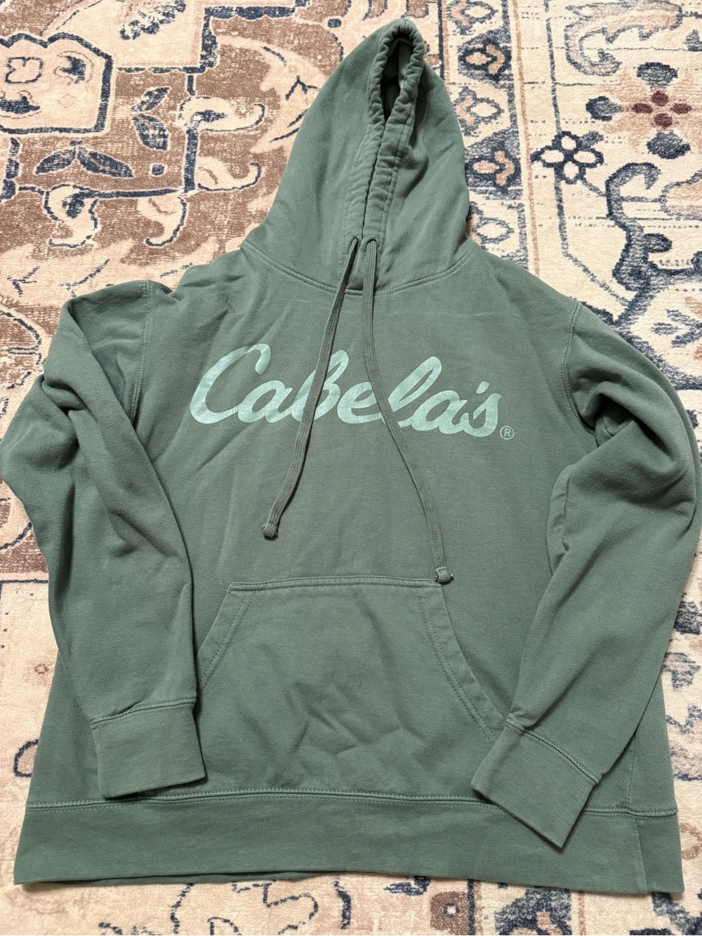 Cabela's Olive Pullover Hoodie with White Script